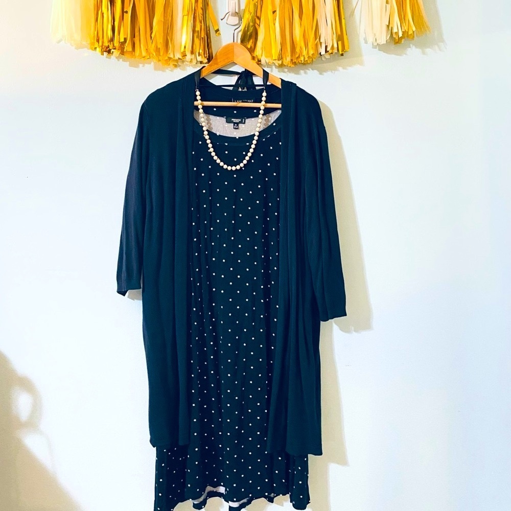 Navy & White Star Print Dress